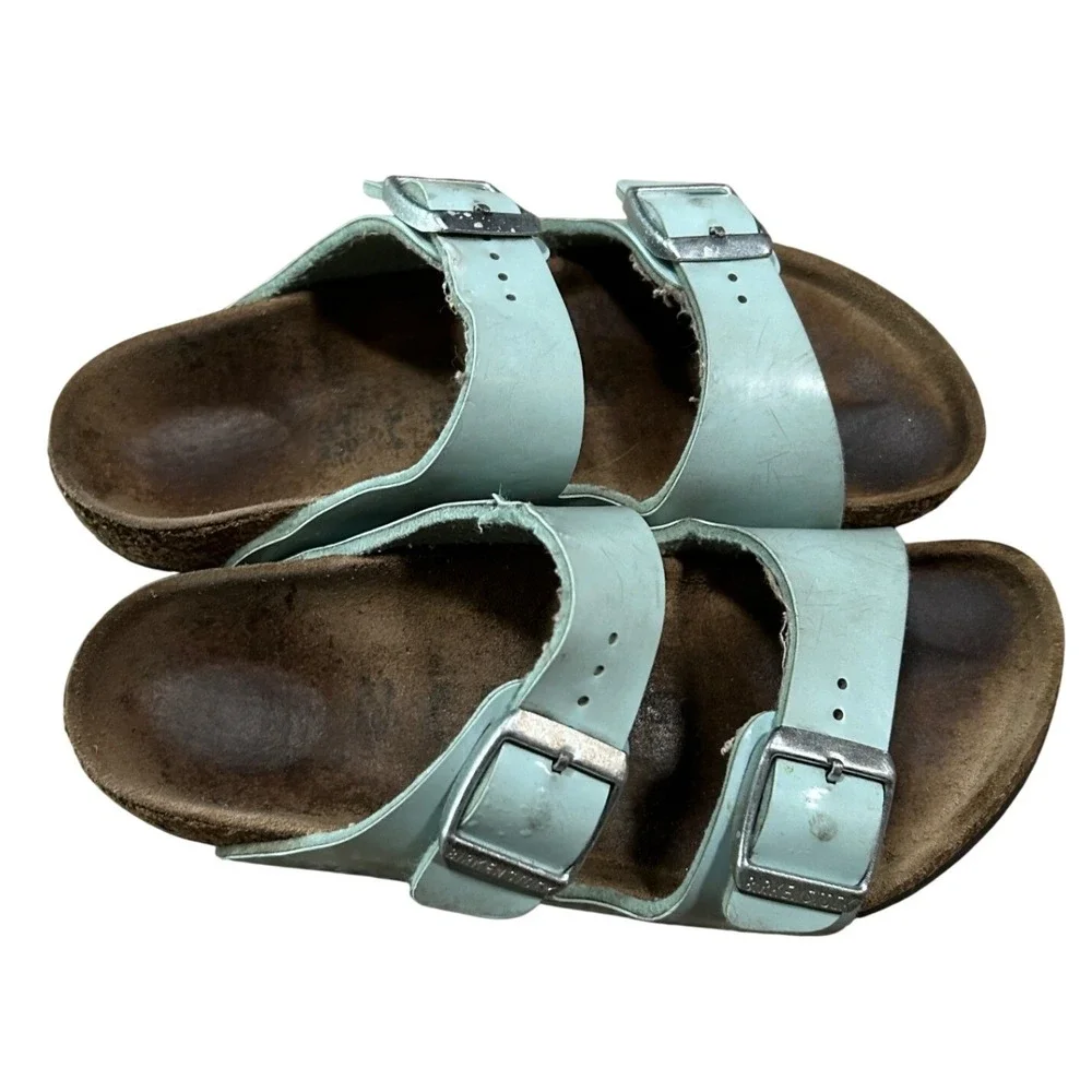 Birkenstock Arizona Kids Light Blue Two Strap Cork‎ Sandals Size 31